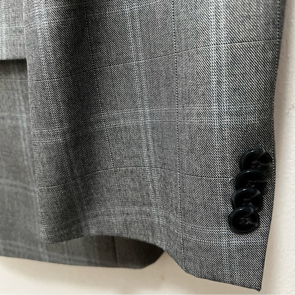$30 SALE Michael Kors Mens Gray Windowpane Designer Blazer Sz 38 Regular Fit - Picture 11 of 13